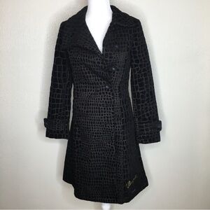 Desigual Black & Brown Yanna Funnel Collar Coat XS